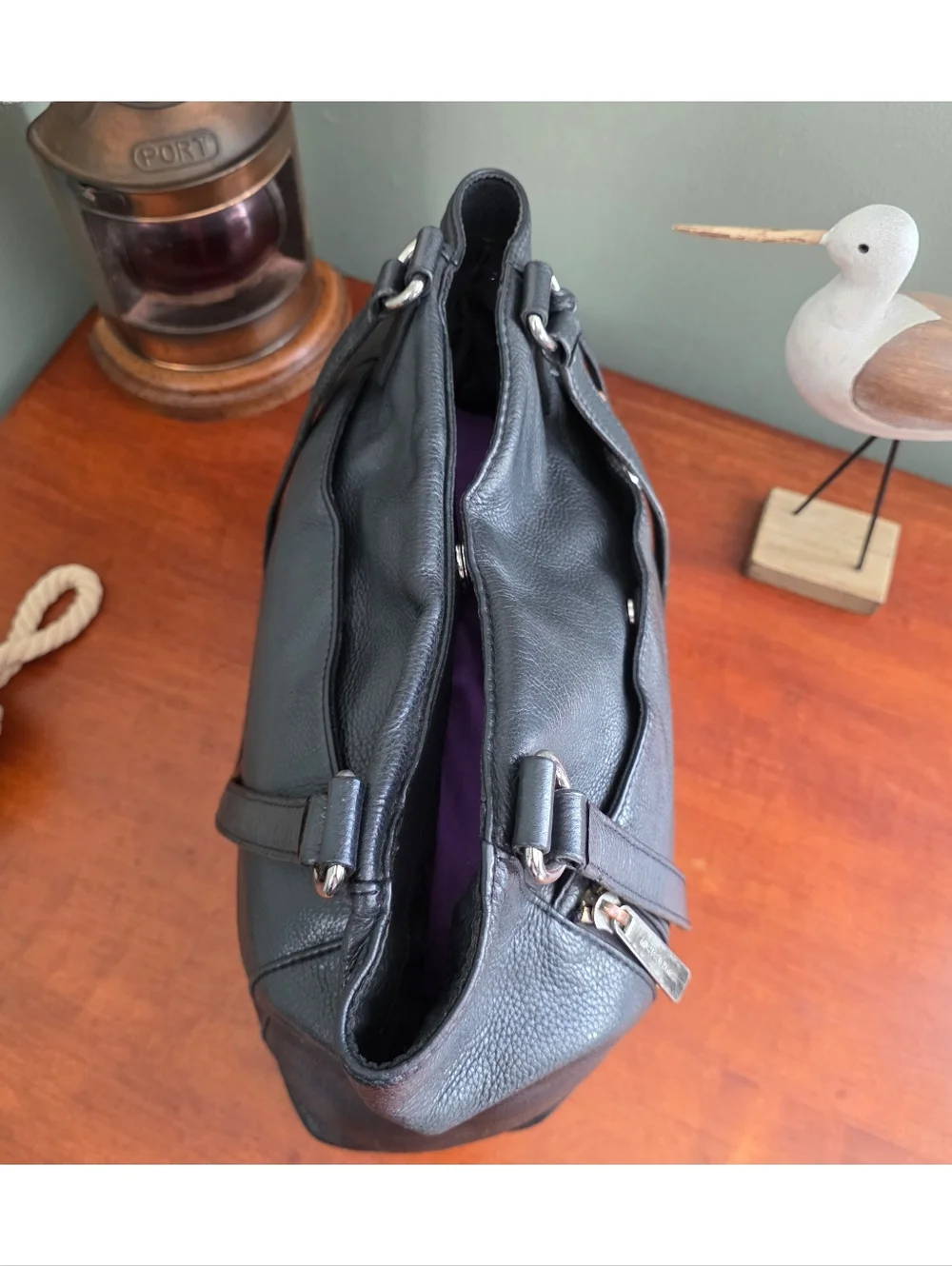 Michael Kors Zipper Tote Bag Black Pebbled Leather Bag - Picture 12 of 16